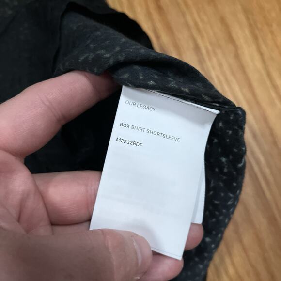 Our Legacy Box Shirt Short Sleeve Silk Blend Dark Flower Print Size 52 XL Floral - Picture 6 of 10